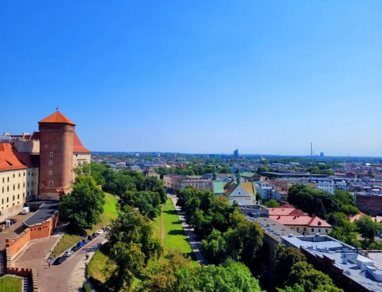 widok z wawelu na Kraków